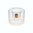 Bombilla LED donut E27 de cristal transparente, Ø 120 mm, encendida, anillo de luz cálida, fondo blanco