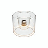 Bombilla LED donut E27 de cristal transparente, Ø 120 mm, encendida, anillo de luz cálida, fondo blanco