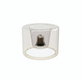 Bombilla LED donut E27 de cristal transparente, Ø 120 mm, apagada, casquillo E27 empotrado visible, fondo blanco