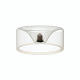 Bombilla LED donut E27 de cristal transparente, Ø 195 mm, apagada, casquillo E27 empotrado visible, fondo blanco