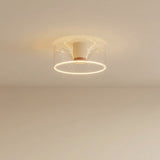Bombilla LED donut E27 de cristal transparente, Ø 195 mm, en el techo, con luz cálida difusa