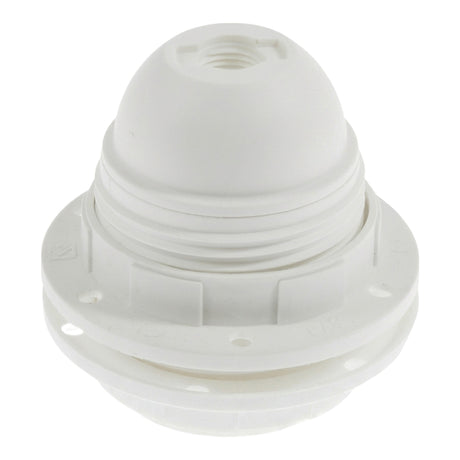 Douille E27 pour abat-jour, double bague, thermoplastique ou bakélite — Thermoplastique blanc