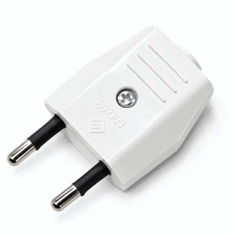 Clavija europea de 2 polos con salida de cable axial — Blanco