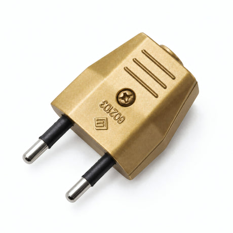Clavija europea de 2 polos con salida de cable axial — Bronce satinado