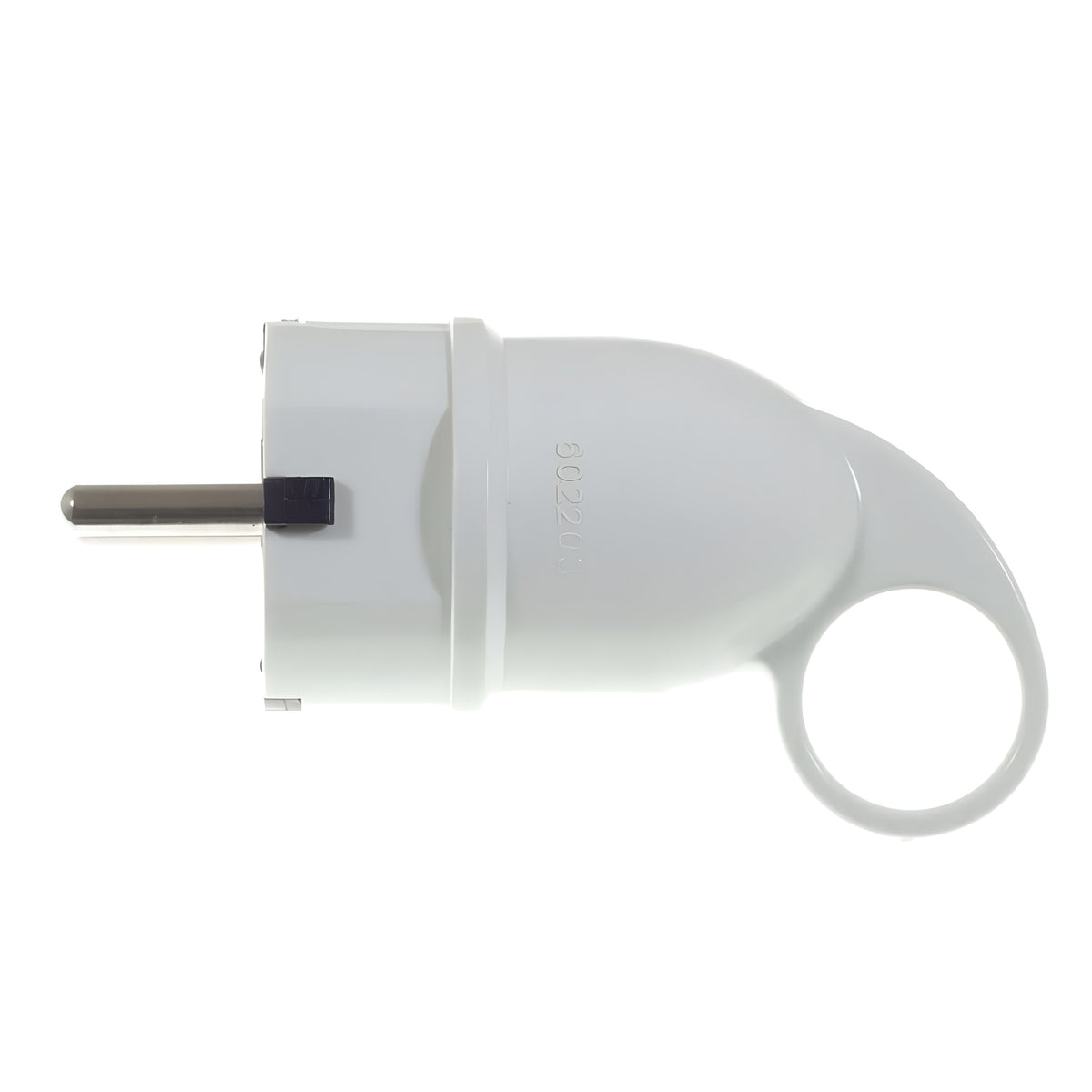 Clavija macho Schuko con anilla extractora — Blanco