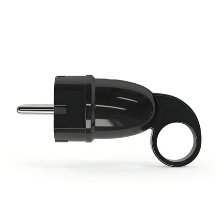 Clavija macho Schuko con anilla extractora — Negro