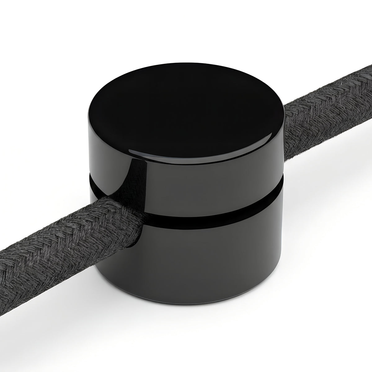 Pasacables de pared universal para cable textil — Negro