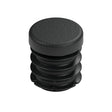 Tapón de plástico negro para racor hembra 1/2″ 15x21, vista superior de la cabeza plana