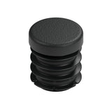 Tapón de plástico negro para racor hembra 1/2″ 15x21, vista superior de la cabeza plana