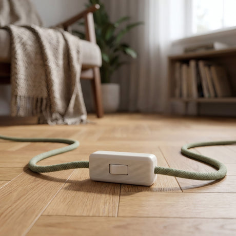 Interruptor unipolar de balancín para cable de lámpara — Blanco