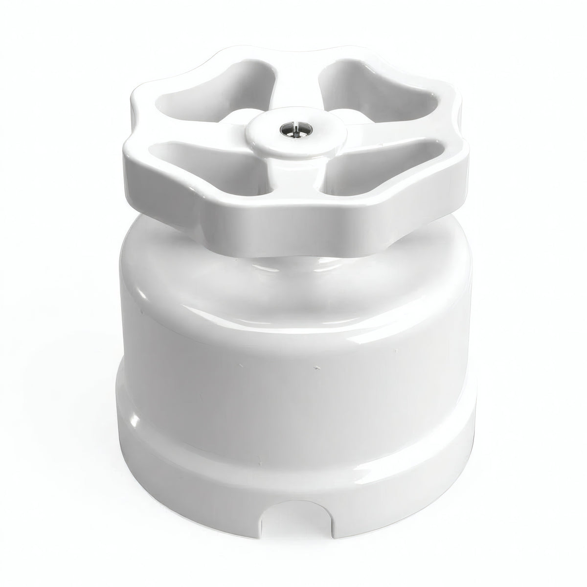 Conmutador de porcelana con botón — Blanco / Blanco