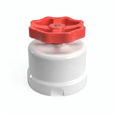 Conmutador de porcelana con botón — Blanco / Rojo