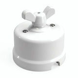 Conmutador de porcelana con tuerca de mariposa — Blanco / Blanco