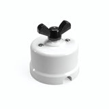 Conmutador de porcelana con tuerca de mariposa — Blanco / Negro