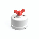 Conmutador de porcelana con tuerca de mariposa — Blanco / Rojo