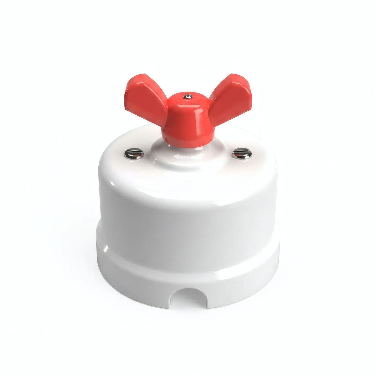Conmutador de porcelana con tuerca de mariposa — Blanco / Rojo