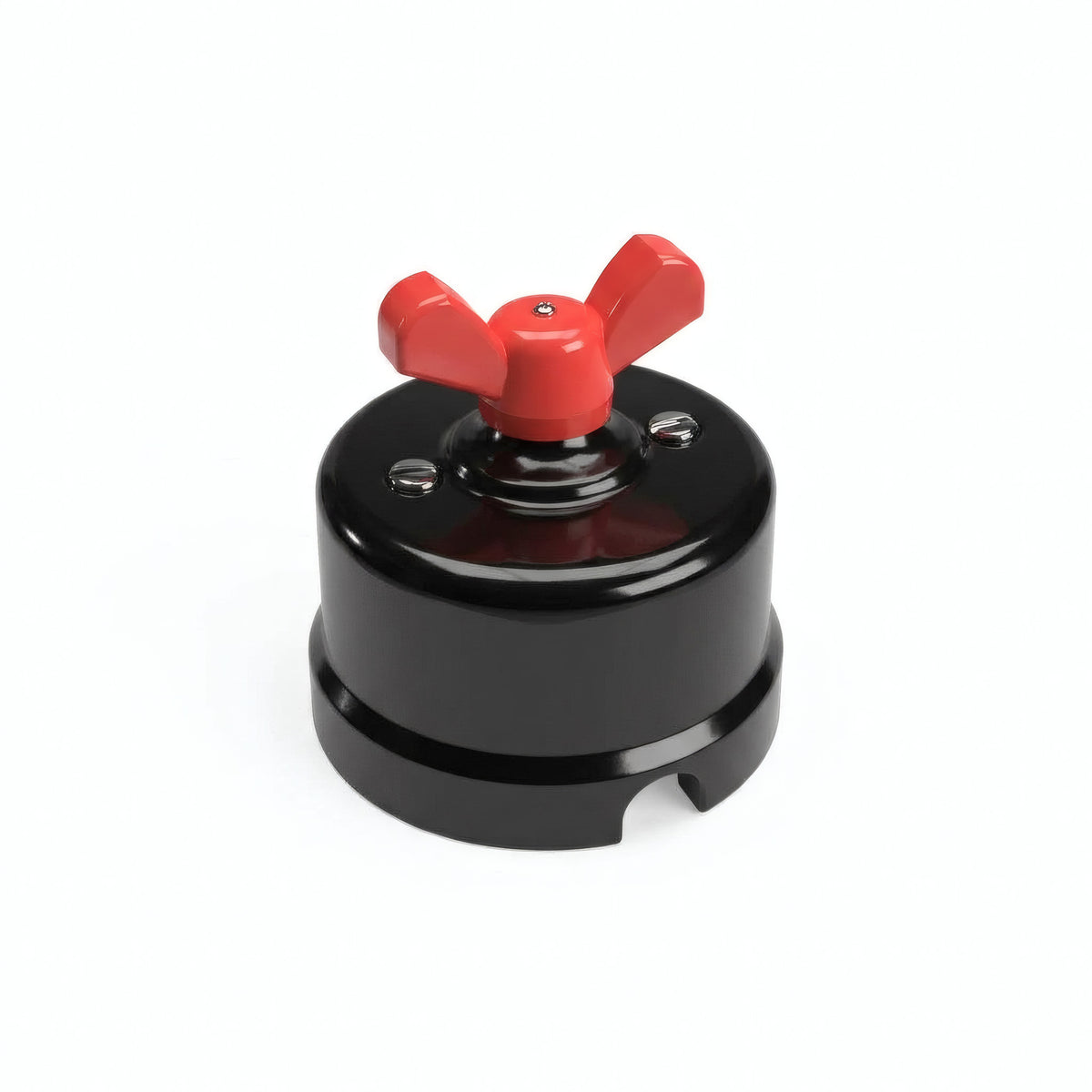 Conmutador de porcelana con tuerca de mariposa — Negro / Rojo