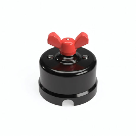 Conmutador de porcelana con tuerca de mariposa — Negro / Rojo
