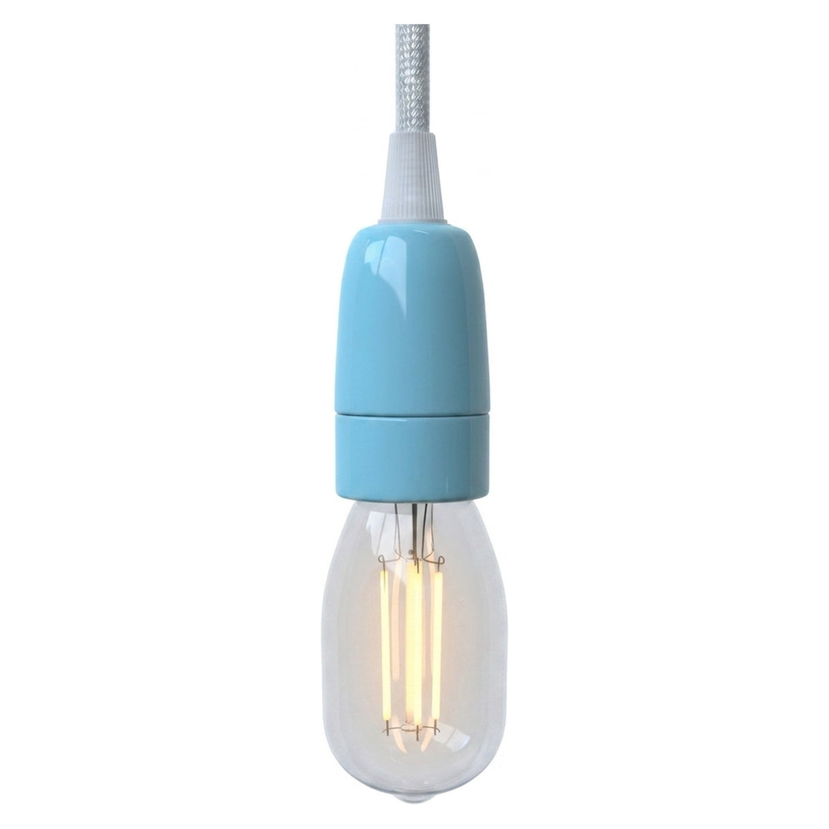 Portalámparas E14 de porcelana — Azul celeste