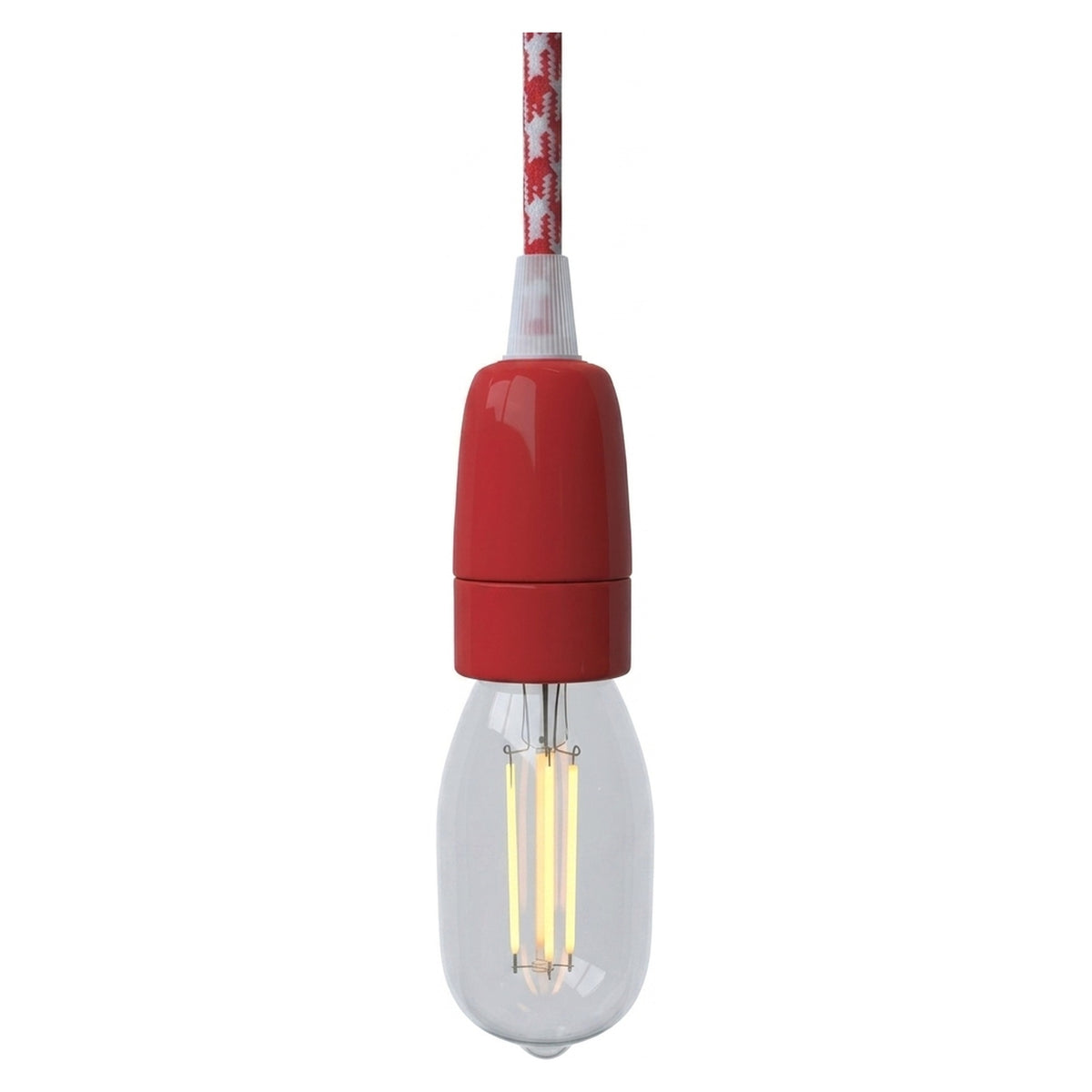 Portalámparas E14 de porcelana — Rojo