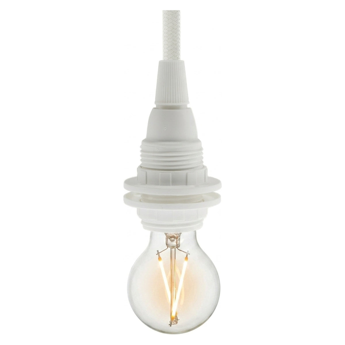 Portalámparas E14 de termoplástico con doble anillo — Blanco