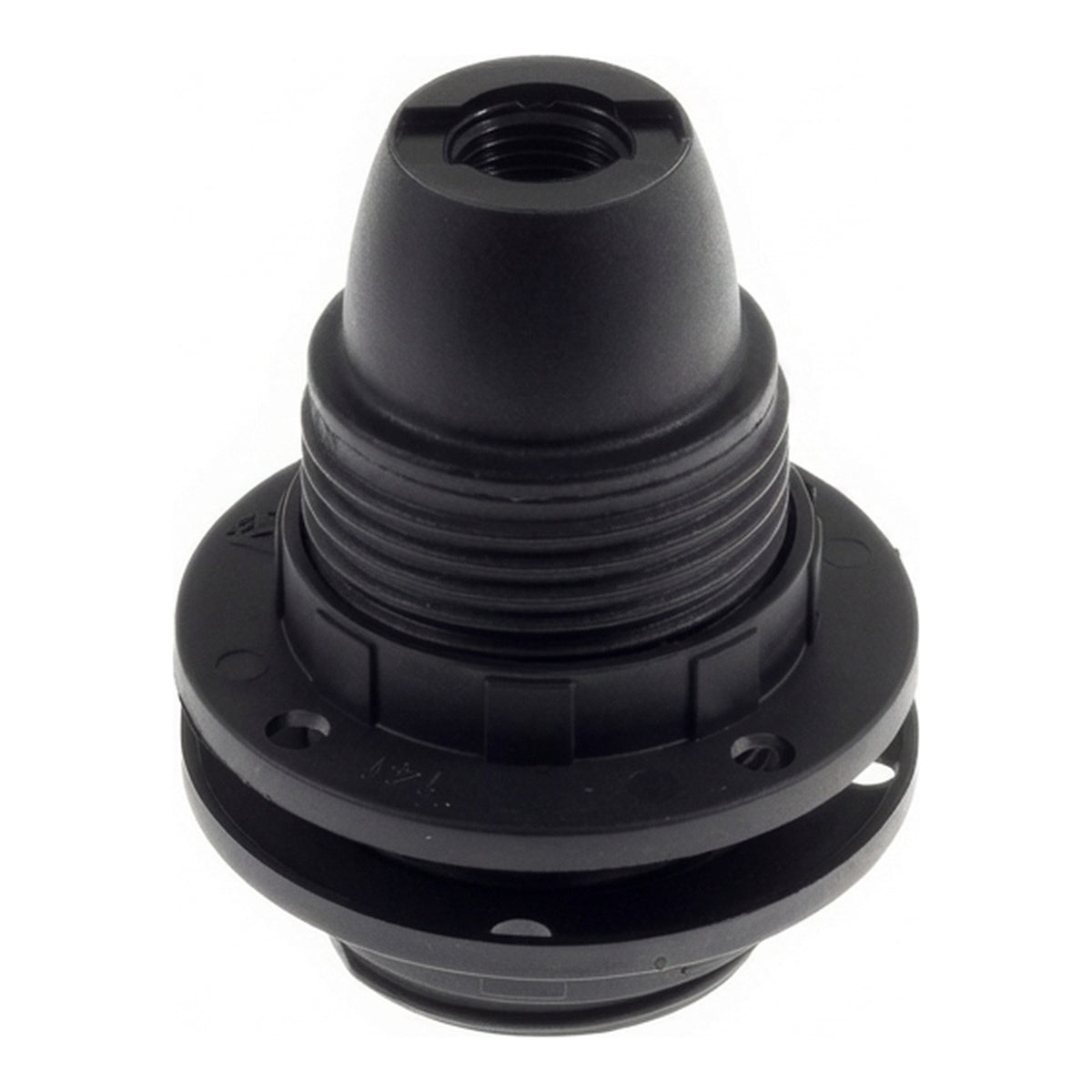Portalámparas E14 de termoplástico con doble anillo — Negro