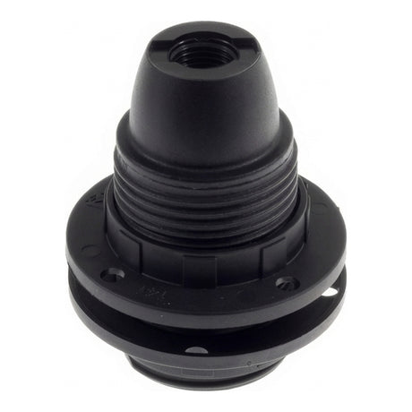 Portalámparas E14 de termoplástico con doble anillo — Negro