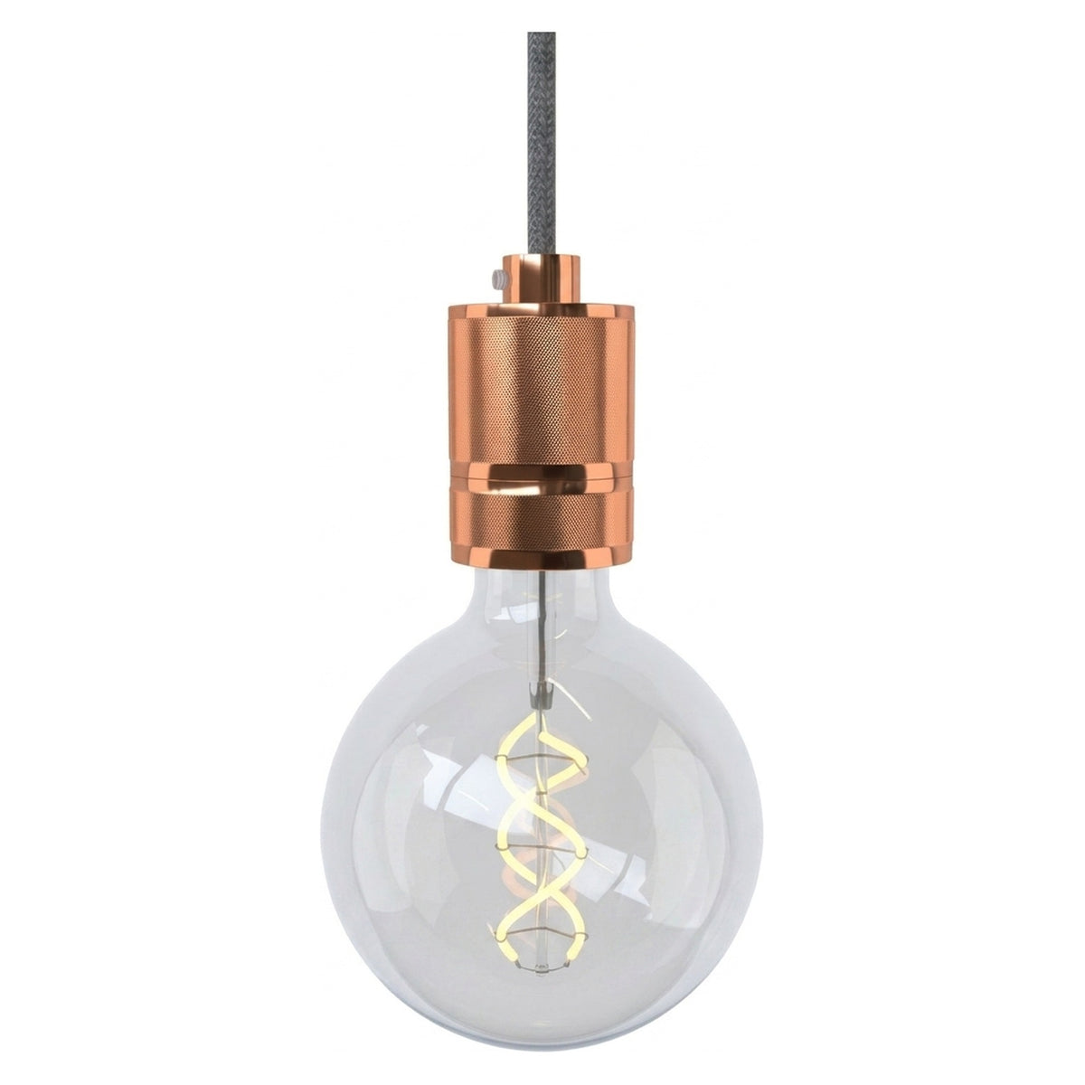 Portalámparas E27 de aluminio moleteado con doble anillo — Cobre