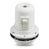 Portalámparas E27 de baquelita, doble anillo e interruptor — Blanco