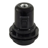 Portalámparas E27 de baquelita, doble anillo e interruptor — Negro