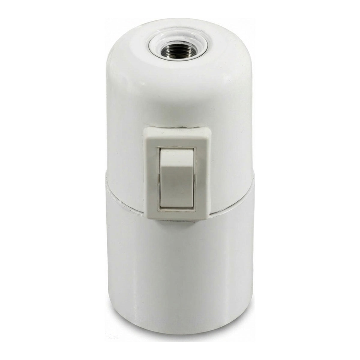 Portalámparas E27 de baquelita con interruptor — Blanco