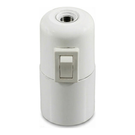 Portalámparas E27 de baquelita con interruptor — Blanco