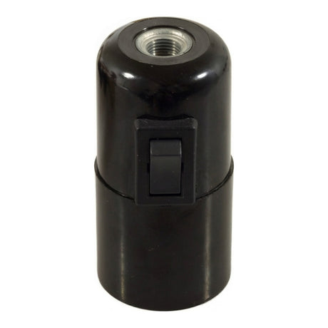 Portalámparas E27 de baquelita con interruptor — Negro