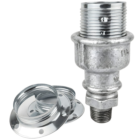 Kit portalámparas E27 de metal brillante plata sobre racor 1/2'' (15x21mm) macho de hierro fundido galvanizado