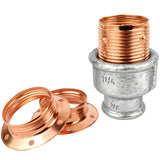 Kit portalámparas E27 de metal brillante cobre sobre racor hembra de hierro fundido galvanizado