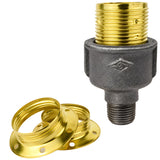Kit portalámparas E27 de metal brillante latón sobre racor 1/2'' (15x21mm) macho de hierro fundido negro económico
