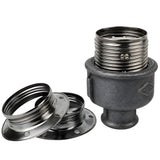 Kit portalámparas E27 de metal brillante negro sobre racor 1/2'' (15x21mm) hembra de hierro fundido negro económico