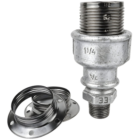 Kit portalámparas E27 de metal brillante negro sobre racor 1/2'' (15x21mm) macho de hierro fundido galvanizado