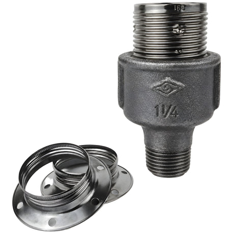 Kit portalámparas E27 de metal brillante negro sobre racor 1/2'' (15x21mm) macho de hierro fundido negro económico