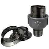 Kit portalámparas E27 de metal brillante negro sobre racor macho de hierro fundido negro económico
