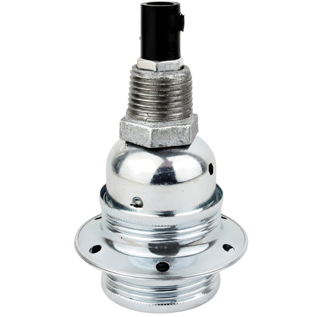 Kit portalámparas E27 de metal brillante plata sobre racor 1/2'' (15x21mm) macho de hierro fundido galvanizado