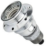 Kit portalámparas E27 de metal brillante plata sobre racor macho de hierro fundido galvanizado