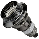 Kit portalámparas E27 de metal brillante negro sobre racor macho de hierro fundido galvanizado