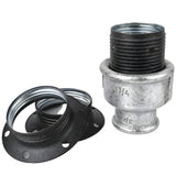 Kit portalámparas E27 de metal mate gris sobre racor hembra de hierro fundido galvanizado