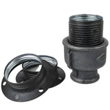 Kit portalámparas E27 de metal mate gris sobre racor hembra de hierro fundido negro económico