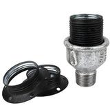 Kit portalámparas E27 de metal mate gris sobre racor macho de hierro fundido galvanizado