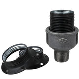 Kit portalámparas E27 de metal mate gris sobre racor macho de hierro fundido negro económico