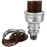 Kit portalámparas E27 de metal mate óxido sobre racor 1/2'' (15x21mm) macho de hierro fundido galvanizado