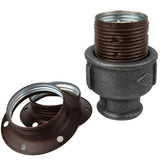 Kit portalámparas E27 de metal mate óxido sobre racor hembra de hierro fundido negro económico