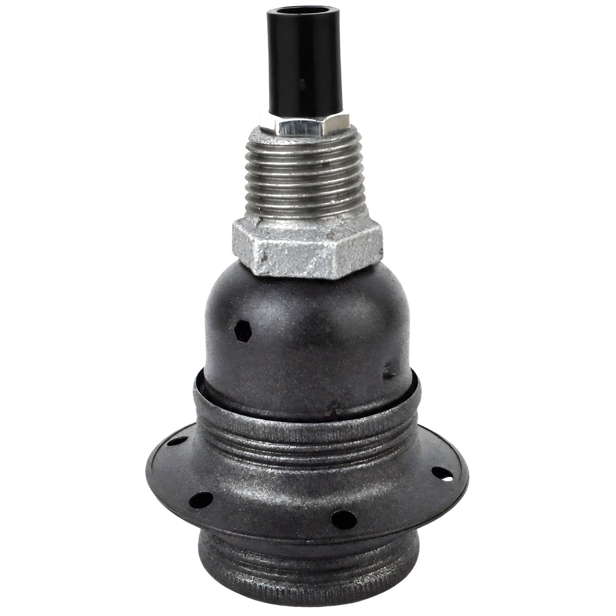 Kit portalámparas E27 de metal mate gris sobre racor 1/2'' (15x21mm) macho de hierro fundido galvanizado